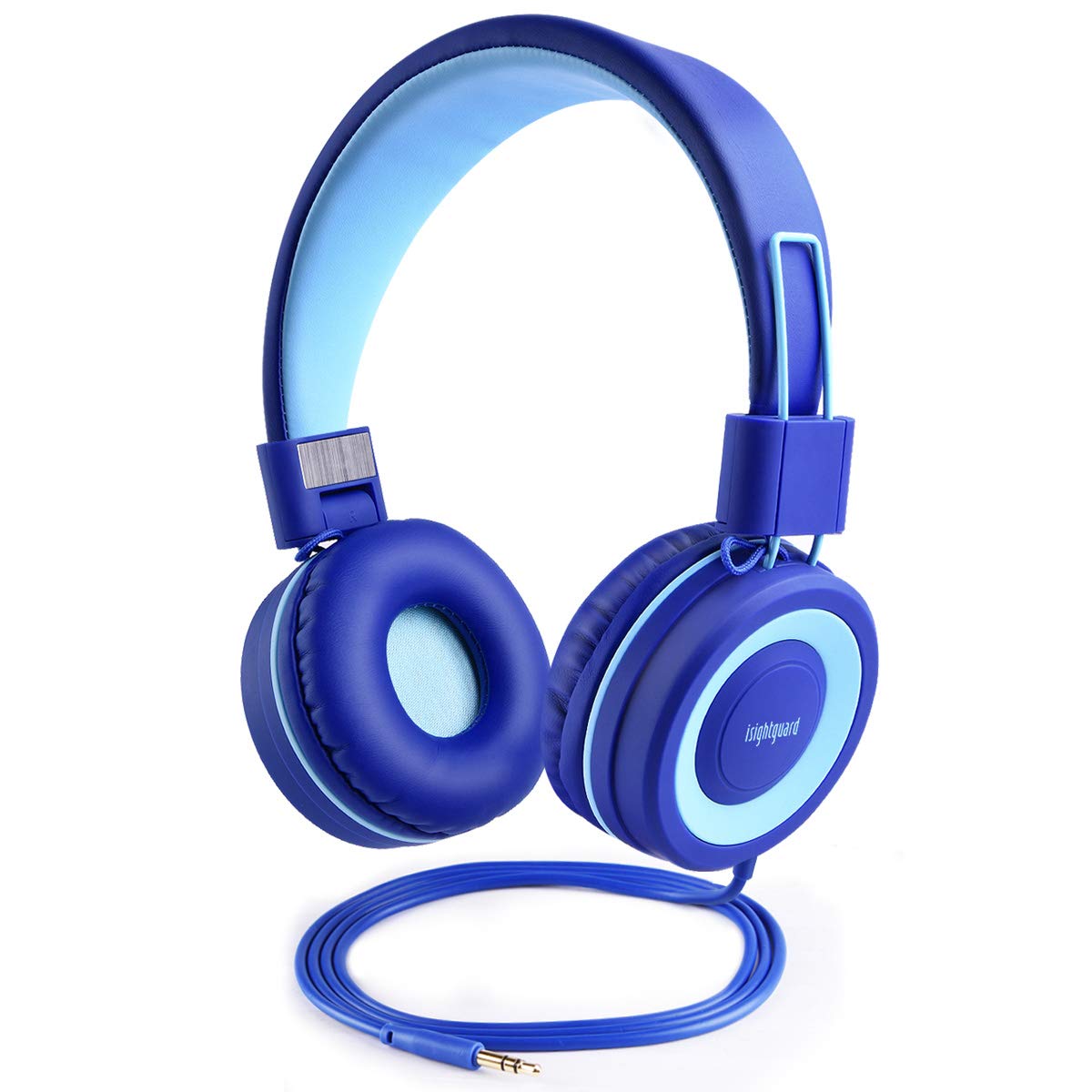 Kids Headphones,Isightguard Wired Headphones Kids, Adjustable Headband,Foldable Headsets, Tangle-Free Wires, 3.5mm Audio Cable, 85dB Volume Limited,Childrens Headphones on Ear (Blue)