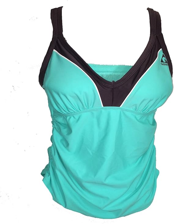 Gerry Women's Athletic Tankini Top/Skort with Built in Bra, Color Tide