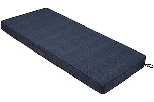 Magpie Fabrics Outdoor Bench Cushion 48 x 18 Inch, Waterproof Fade Resistant Patio Garden Loveseat Sofa Settee Couch Swing Pads with Carry Handle and Ties, Navy Blue Textured