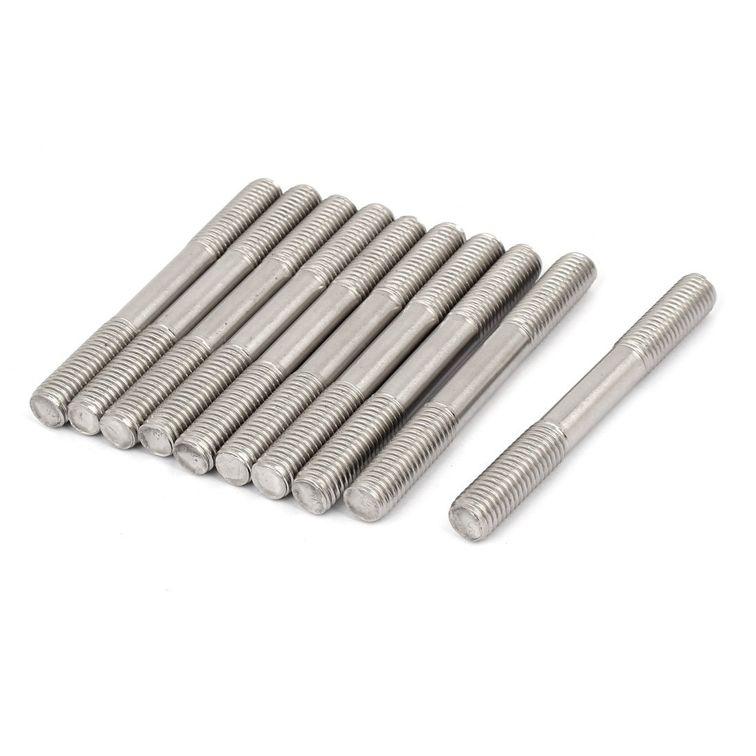 Sourcingmap M10x90mm Double End Thread 304 Stainless Steel Tight Adjustable Push Rod Stud 10pcs