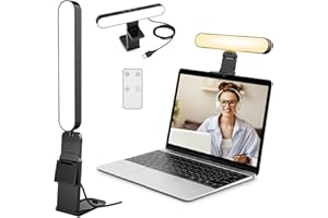 yAyusi Video Conference Light, LED Streaming Lighting for Laptop Computer Monitor, Desk Selfie Ring Light with Remote and Touch Control, PC Podcast Camera Webcam Light for Video Calls/Zoom Meetings