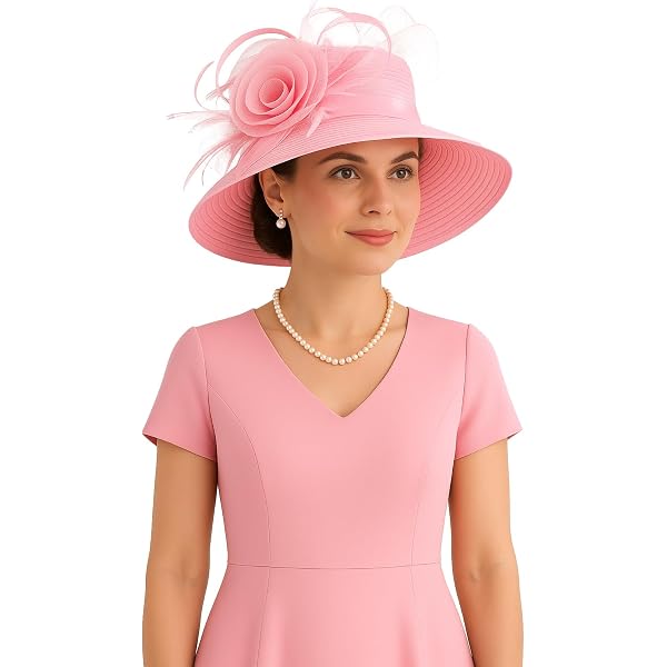 Ligero Kentucky Derby Iglesia Vestido Boda Sombrero De Ala Ancha