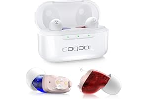 COQOOL Rechargeable Hearing Aids for Seniors with Noise Cancelling, 16-Channels & 4 Modes OTC Hearing Amplifier, Comfort Invisible In-Ear Device with Charging Case
