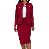Women 2 Piece Business Suit Elegant Blazer Jacket and Skirt Sets Work Formal Office Clothes Suits