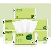 Disposable Face Towels 600 Count, Biodegradable Ultra Soft & Thick Facial Towels for Sensitive Skin, Lint-Free Makeup Remover Dry Wipes, Multi-Purpose Cleansing Towelettes for Face Wipes, Skincare