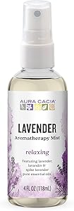 Aura Cacia Relaxing Lavender Aromatherapy Mist, 4-Ounce, Lavender Pure Essential Oils, Sweet & Floral Aroma