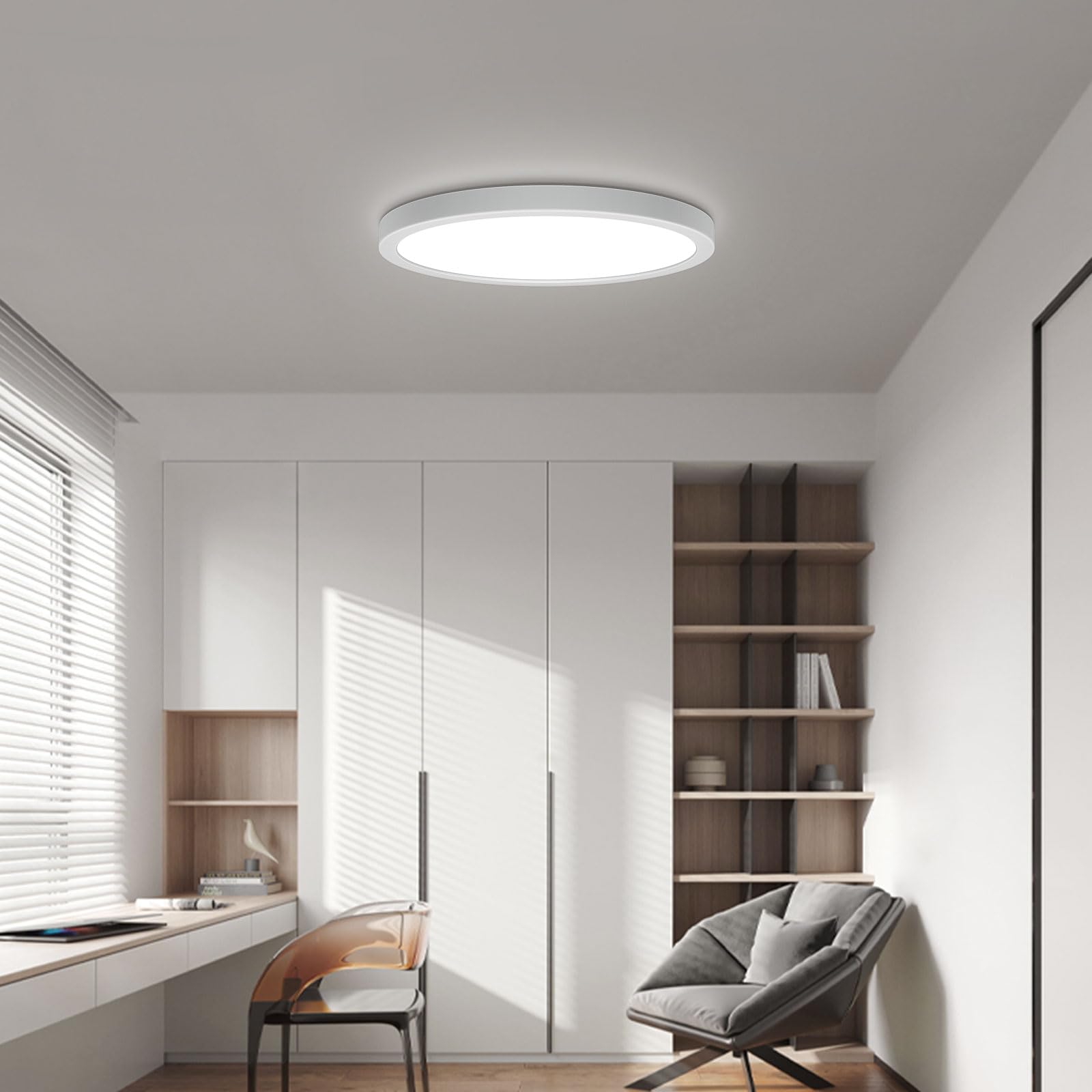 VIPMOON 18W LED Ceiling Lights, Ultra-Thin Ceiling Lights IP20 Dustproof, Cold White 6500K, Round Flush Ceiling Light Energy Efficient for Office, Living Room, Bedroom, Kitchen, Hallway, Porch