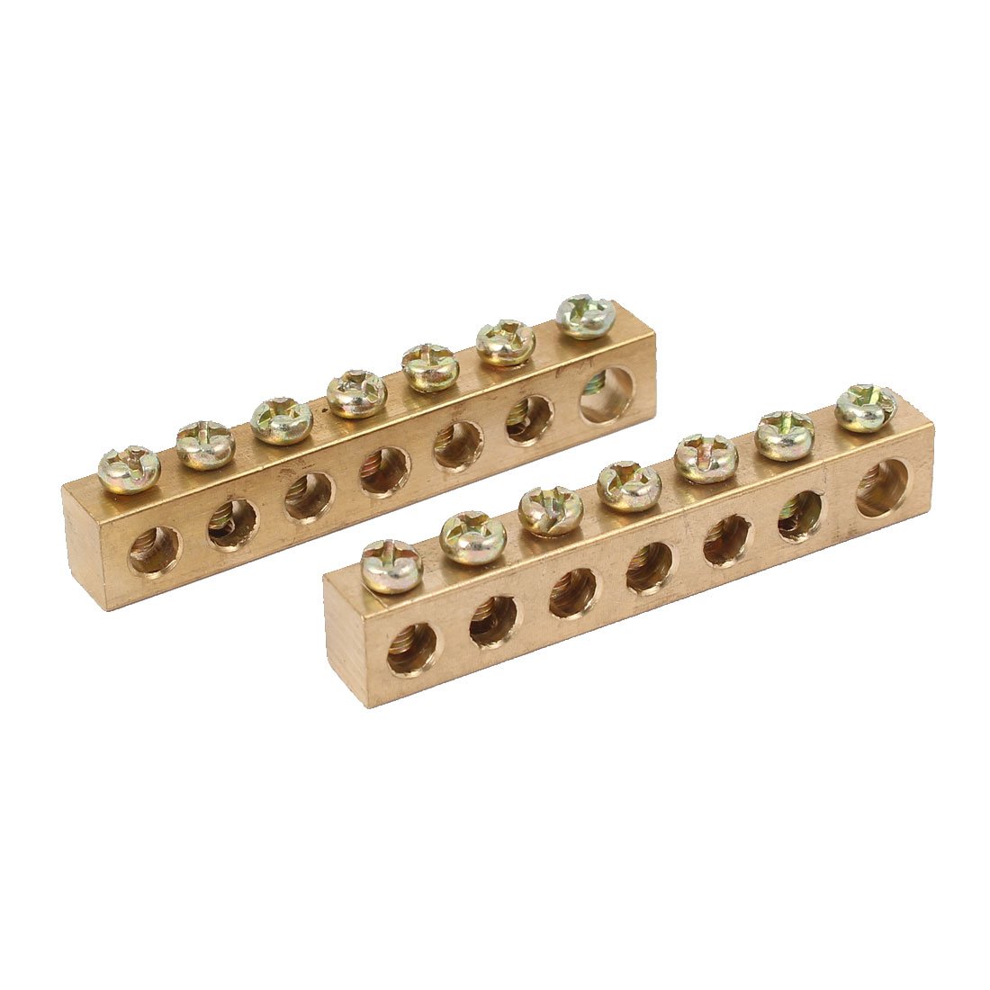 Sourcingmap 7 Holes Electrical Distribution Wire Screw Terminal Copper Neutral Bar 2pcs