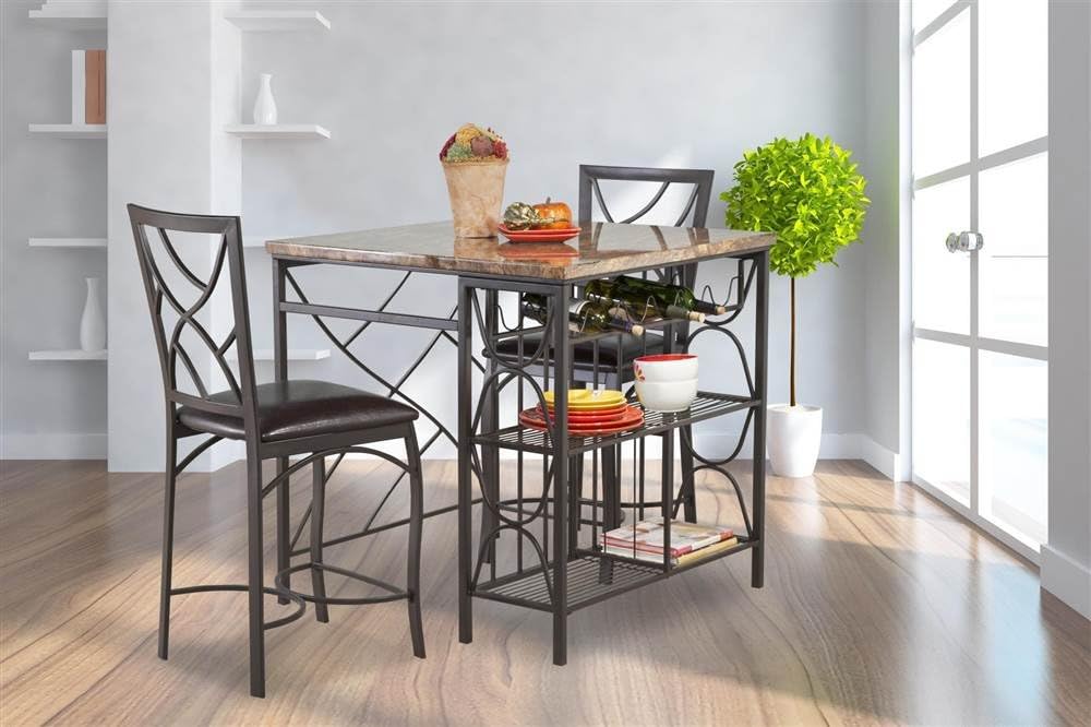 Amazon Com Bernards Tuscan Copper Black Kitchen Island Set Kitchen Islands Carts