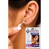 Insertable Piercing Cleaner Sturdy Tips Push Out Gunk, Odors; Clean in Seconds Multiple Piercings. Soothe Irritation One Swipe Right Through Easy Use for Maintaining Piercings By SWABX - 10 Count