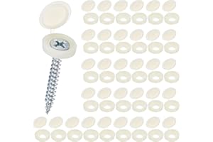 M METERXITY 100-Pack Plastic Hinged Screw Cover Caps, 5mm Shutter Screws with Caps, Fold Snap Washer Covers, Washer Flip Protection Covering M3 M4 M5 Screws Heads [Beige]