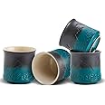 ZENS Japanese Tea Cups Set of 4, Embossed 8 oz Ceramic Japan Tea Cup for Loose Tea or Matcha Tea, Asian Tea Cup No Handles, Chinese Tea Cup, Traditional Occupied Japan Tea Cups, Dark Green