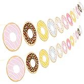 2PCS Donut Party Supplies Party Banners - Donut Food Theme Party/Tea Party Decorations - Doughnut Baby Shower/Birthday Party Garland Wall Decorations Photo Props