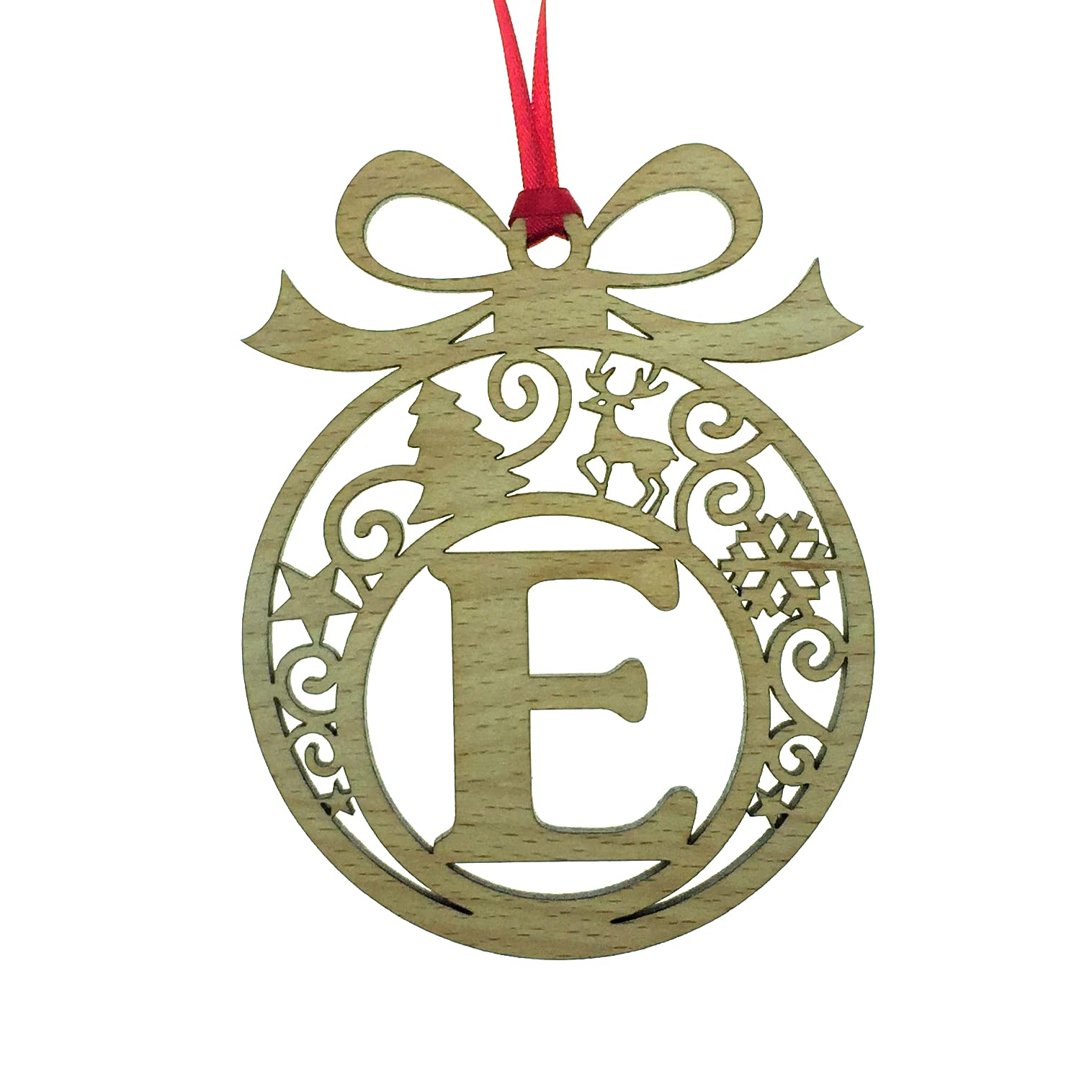 Personalised Christmas tree bauble decoration pendant ornament: Letter E — image 1