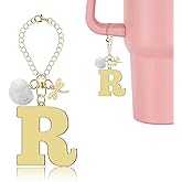 Lukiisoo Letter Charms Stanley Cup Charms for Stanley Handle Letter Charm Accessories for Tumbler Gold A-Z Initial Chain