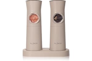 Flendy Gravity Electric Salt and Pepper Grinder Set Rechargeable, Automatic Salt and Pepper Grinder Set with USB C Charging Base, Gravity Salt and Pepper Shakers Set Electric