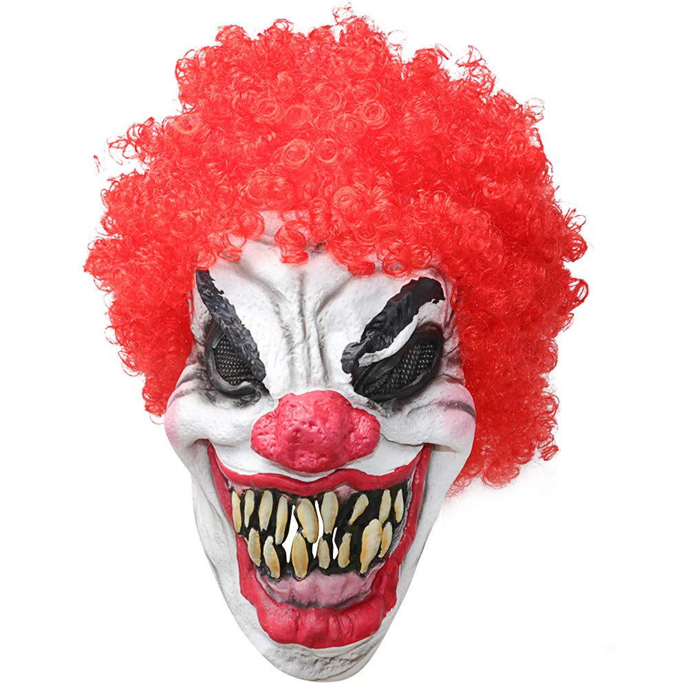XIAO MO GU Latex Halloween Party Cosplay Face Mask Adult Scary Clown Costumes Mask with Hairs