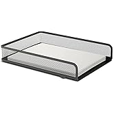 1InTheOffice Stackable Letter Tray, Matte Black Wire Mesh Front-Load Letter Tray