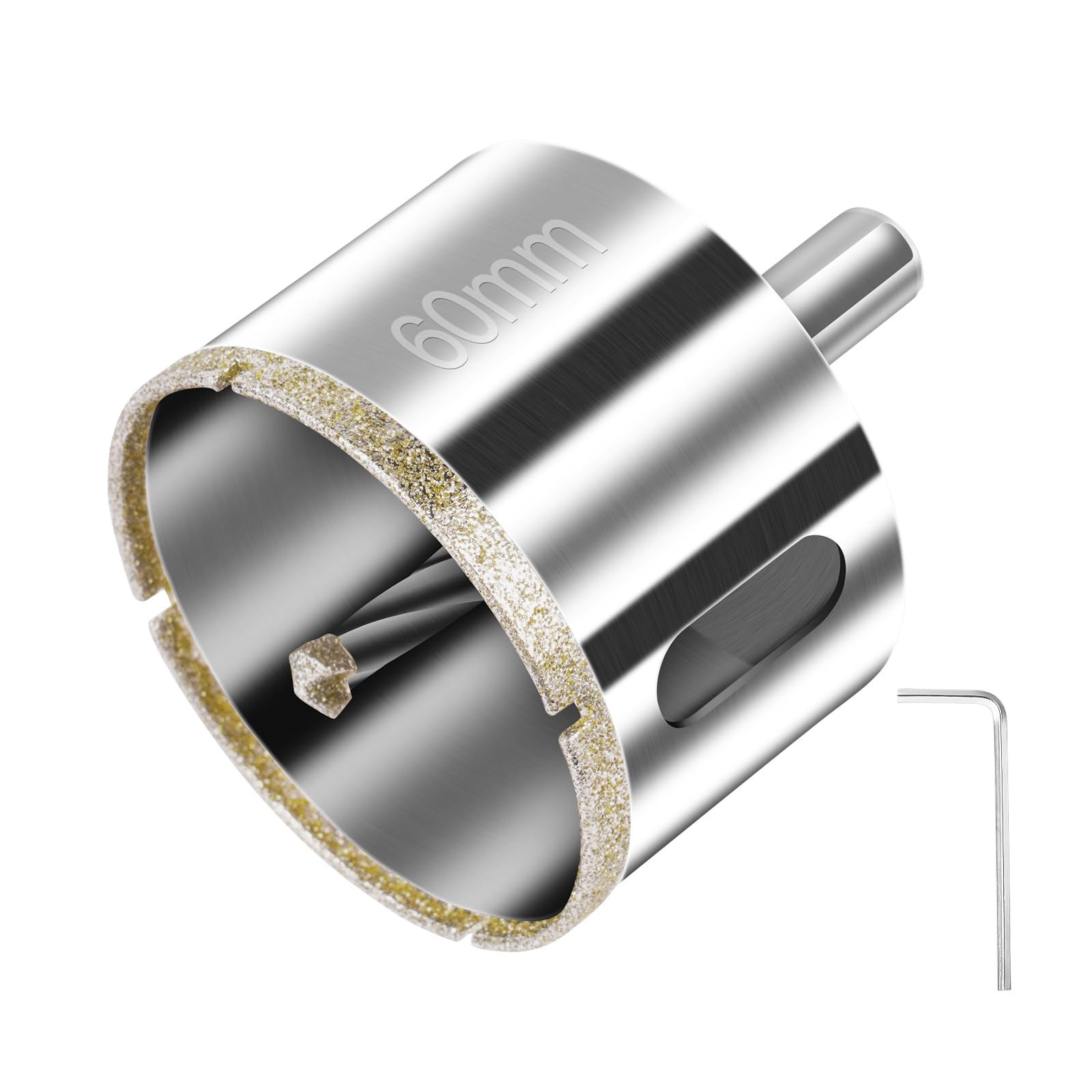 flintronic Diamond Drill Bit, 60mm Drill with Center Guide Bit, Glass Hole Saw Core Drill Bit with Diamond Surface Coating, for Glass/Tile/Ceramic/Marble/Limestone/Fiberglass/Porcelain Cutting