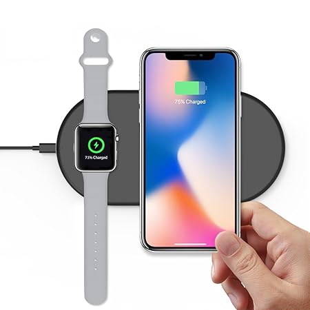 TATE GUARD Fast Wireless Charger,kabelloses Ladegerät Kompatibel (i)Watch Serie 4|3|2|1|&Air'Pods kabellose Ladebox & (i)Phon