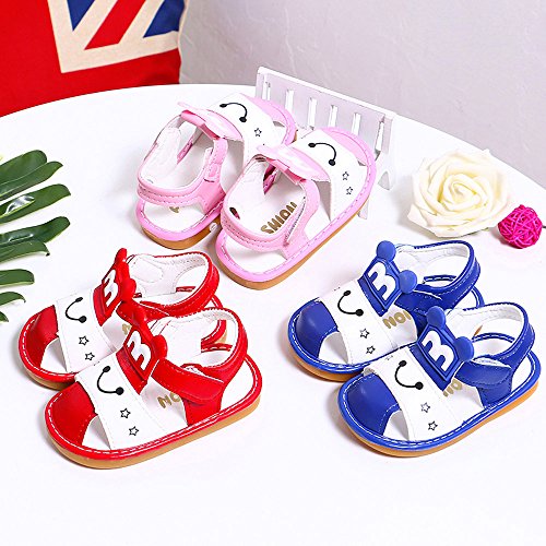 Sunward Fisherman Boy Girl Squeaky Sandals Shoes, Criss-Cross Toddler Boy Sandals Slip (Pink, 12M)