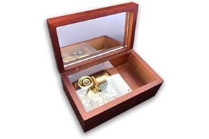 BINKEGG Brown Wooden Wind up Music Box Jewelry Box with Sankyo Musical Mechanism Tune: Can't Help Falling in Love