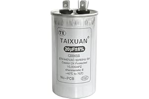 TAIXUAN 20 uF 20 MFD 370V or 440V Dual Run Start Round AC Capacitor 20 uF 370 440 VAC CBB65B Air Conditioner Capacitors for Motor Fan Start or Heat Pump or Condenser Straight Cool… (20UF)