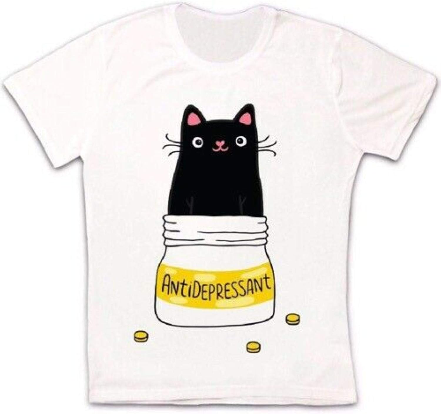Cute Cat Kitten Antidepressant Funny Meme Retro Unisex T ShirtXL,White/Women's Amazon.de