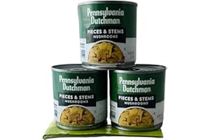 BRAMBO'S MARKET Pennsylvania Dutchman Mushrooms Pieces and Stems Bundle with 3-Pack of 4 oz Cans and 1 Reusable Bag for Storage/Leftovers