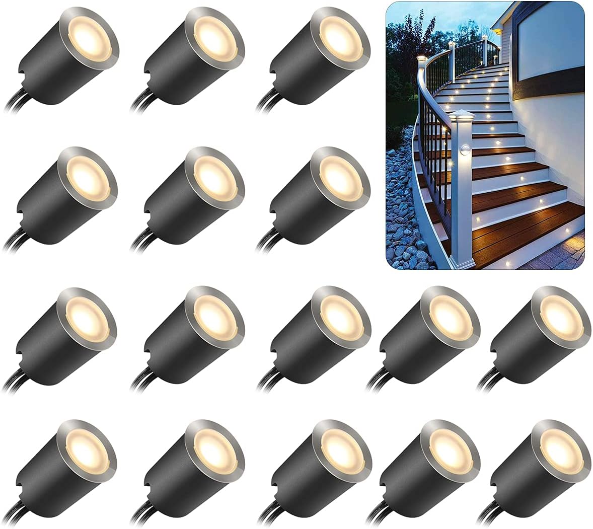 Recessed LED Deck Light Kits with Protecting Shell φ32mm, SMY In Ground Outdoor LED Landscape Lighting IP67 Waterproof, 12V Low Voltage for Garden, Yard Steps, Stair, Patio, Floor, Kitchen Decoration - - 