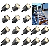 SMY Lighting Recessed LED Deck Light Kits with Protecting Shell &phi;32mm, Outdoor LED Landscape Lighting IP67 Waterproof,12V Low Voltage for Garden,Yard Steps,Stair,Patio,Floor,Kitchen Decoration