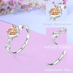 Shysnow Citrine Birthstone November Topaz Ring for