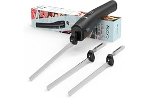 VLOXO Cordless Electric Knife, Electric Knives Rechargeable Bread Knife with Safety Lock Ergonomic Handle Electric Meat Knife for Carving Meat Bread Steak Fish Fillet Cheese Include 2 Blades