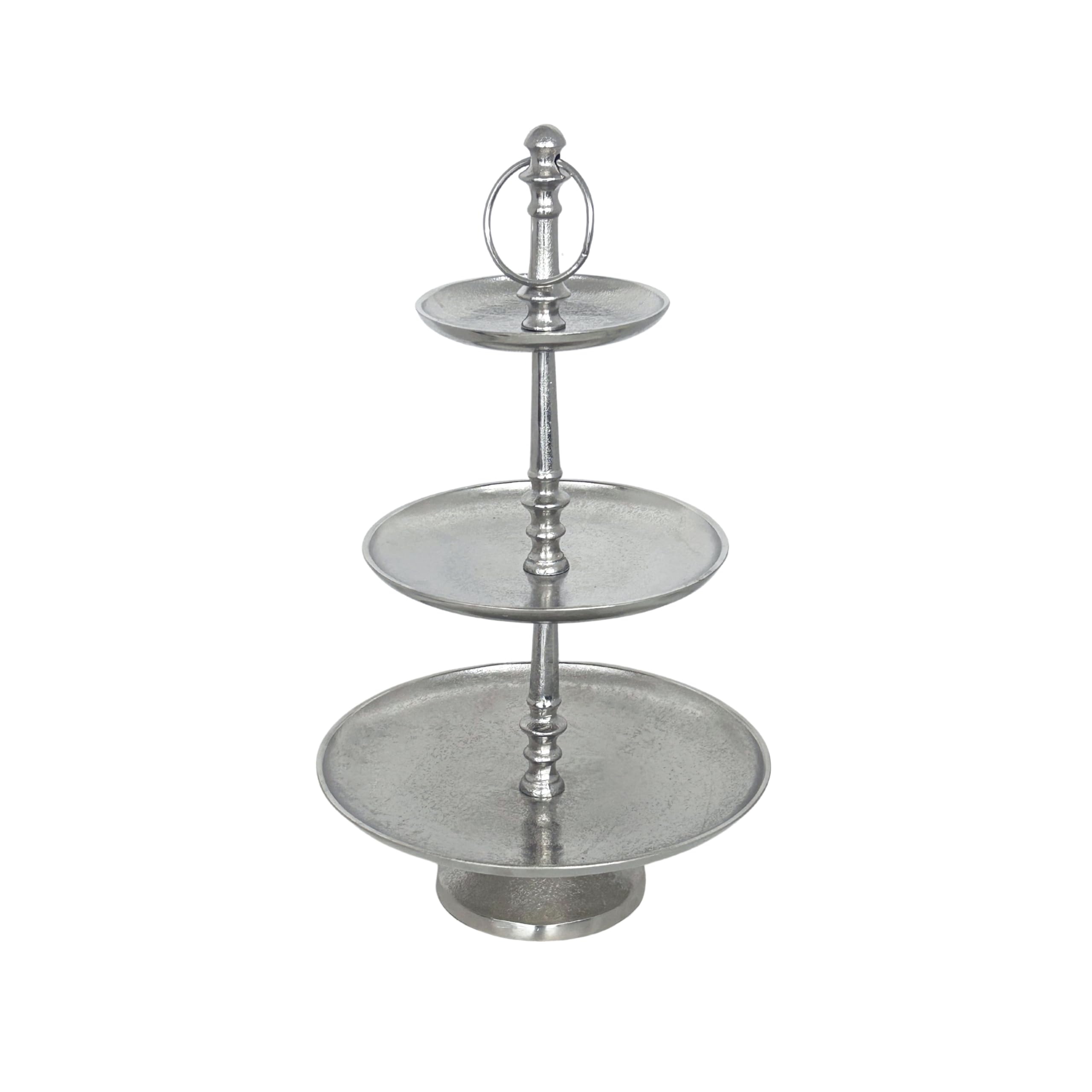 Photo 1 of Rely+ Dessert Cupcake Stand 3-Tiered Serving Tray 20" Tall 3 Tier Fruits and Cup Cake Stand for Tea Party Birthday Holiday Gatherings Weddings Baby Showers Silver Finish Sturdy Design
