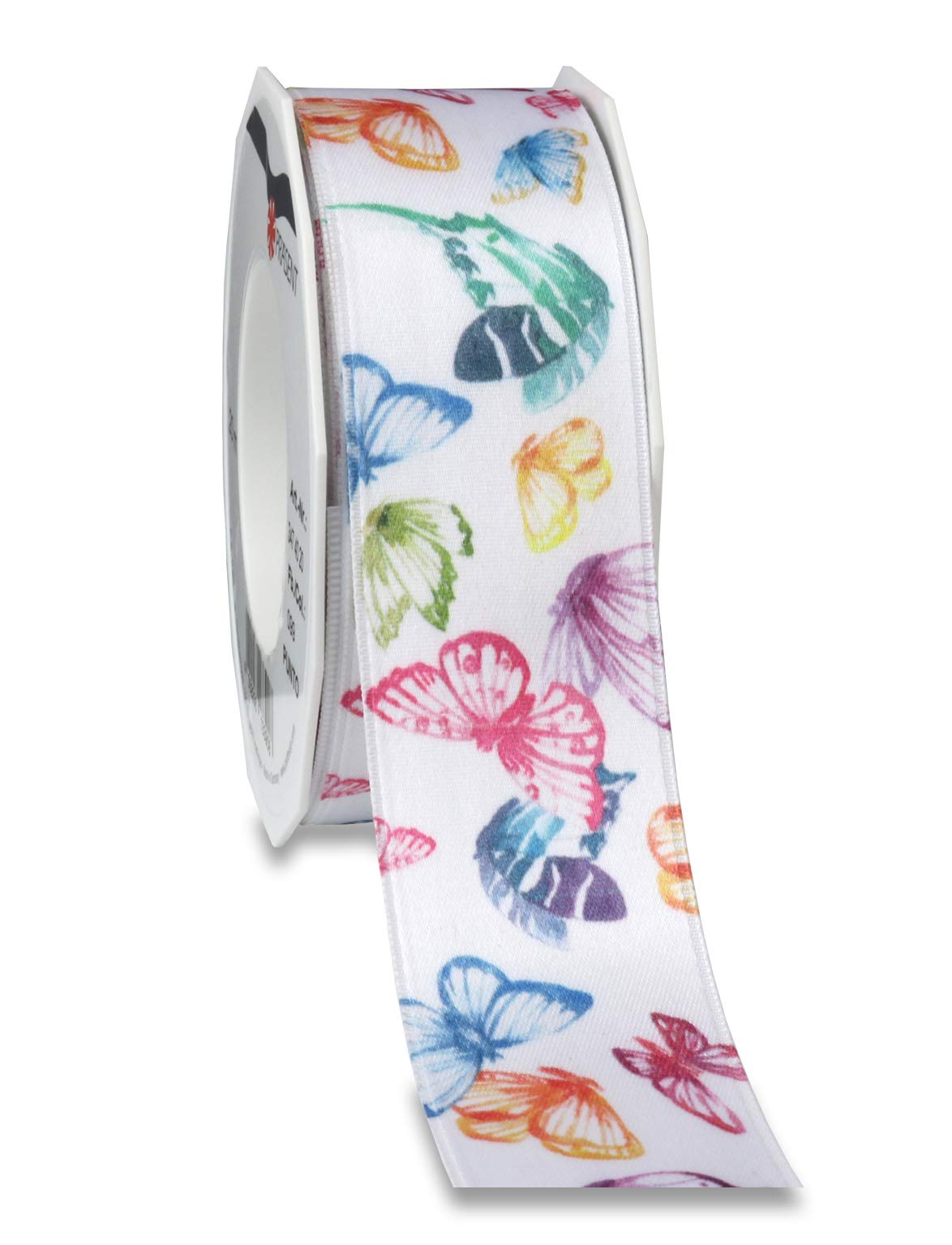 Präsent - Mariposa Printed Ribbon Colorful 40 mm Width, 20 m Length