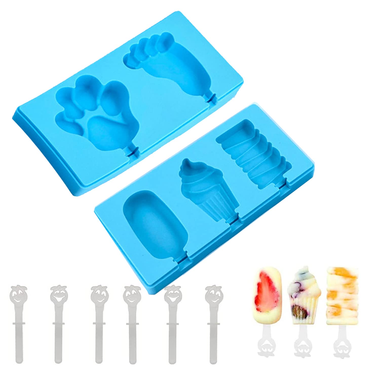 Silicone Ice Moulds - Pack of 2 Silicone Mini Ice Mould Popsicle Mould with Lid, BPA-, Cakesicle Mould DIY Ice Cream Stick Frozen Dessert for Children and Adults