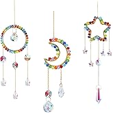 3pcs K9 Crystals Suncatcher, Hanging Moon Sun Catcher with Glass Prisms, Rainbow Maker for Windows Ceiling Garden Home Indoor Outdoor Car.