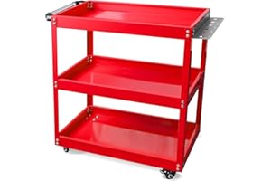 YATOINTO Updated Rolling Tool Cart 330LBS Metal 3 Tier Rolling Cart Carts with Wheels Heavy Duty Utility Carts, Ergonomic Handle Rolling Mechanic Tool Cart Storage Organizer for Warehouse Garage