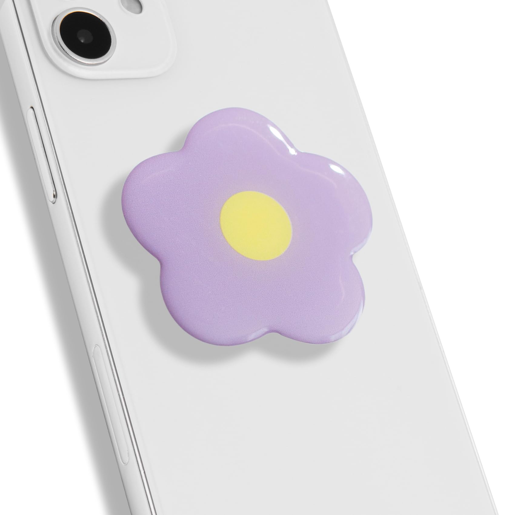 Photo 1 of OnTheGrip Cute Solid Color Daisy Flower Design Collapsible Mobile Phone Grip Stand Holder for Smartphone Tablet Cell Phone Accessory (Violet)