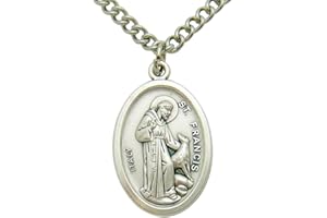 WESTMON WORKS Westman Works Patron Saints Silver Tone Metal Pendant 3/4 Inch Long Italian Medal with Chain