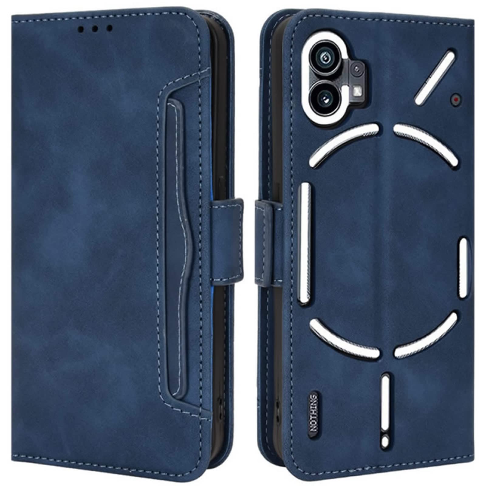 HualuBro Nothing Phone 1 Case, Magnetic Full Body Protection Shockproof Flip Leather Wallet Case Cover with Card Holder for Nothing Phone 1 Phone Case (Blue)