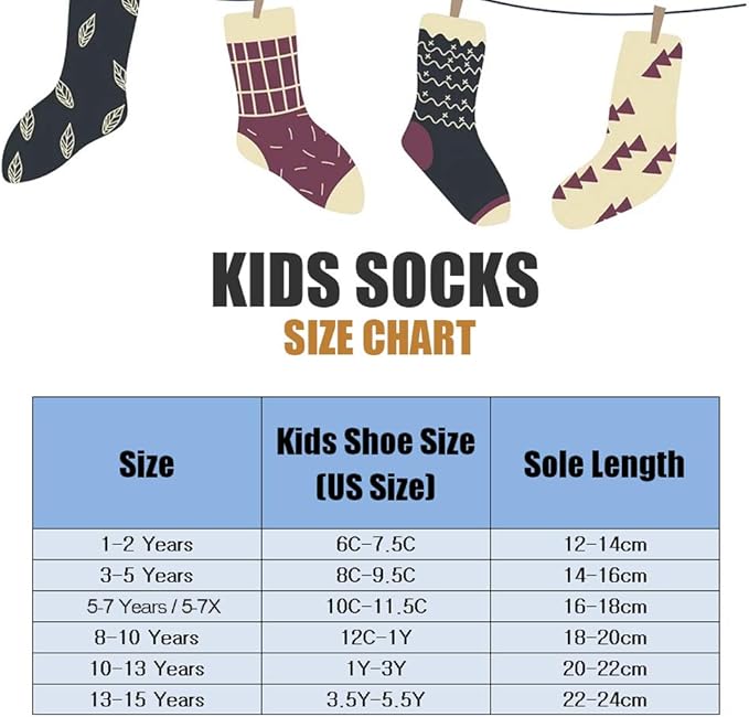 Amazon Com Boys Wool Socks Kids Crew Seamless Winter Warm Socks 6 Pack Clothing