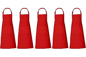 RAJRANG 100% Cotton Cooking Apron with 3 Pockets Kitchen Chef BBQ Adjustable Bib Aprons for Women Men