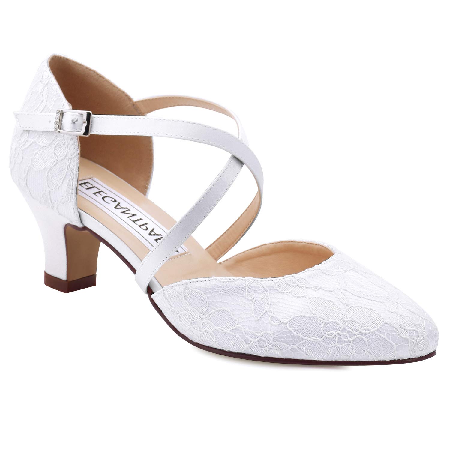 white wedding court shoes