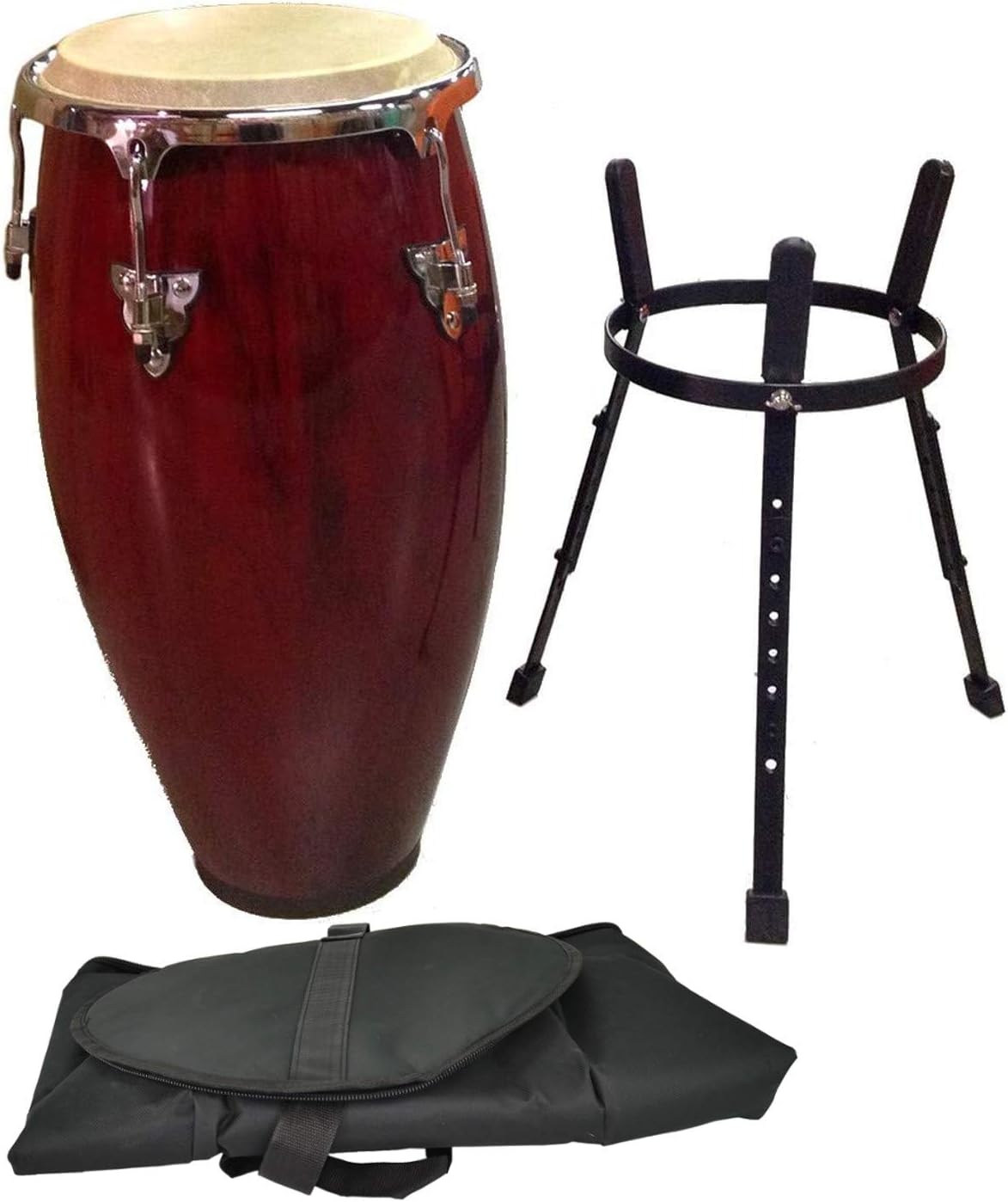 Conga Drum 12" inch Hand Drum Musical Instrument with Red Wine Gloss Finish and