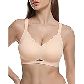 Vinfact Scalloped Womens Wireless No Underwire Bras Push Up Supportive Tshirt Seamless Comfortable Full Coverage Bralettes