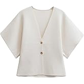 Agoeast Womens Short Sleeve Cardigans Lightweight V Neck Button Down Crop Knit Sweater Tops