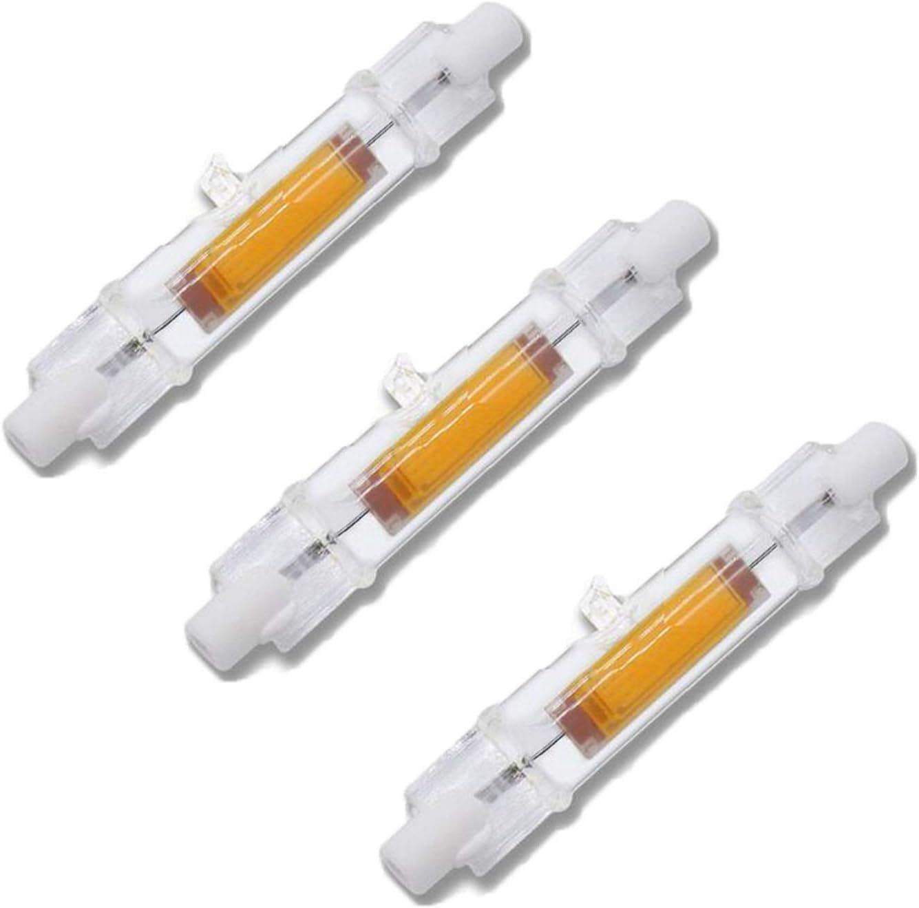EBD Lighting 78mm R7S 5W LED Bulb 75W Halogen Equivalent 78mm J-Type 5W 120V R7S Base 3000K Warm White J Type T3 78mm Double Ended Flood Light Bulbs 360°Beam Angle Landscape Lights,Pack of 3
