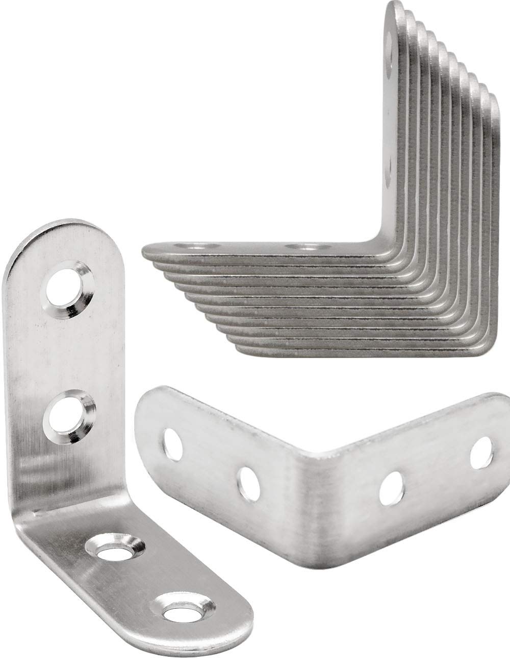 FUXXER® 10 x Stainless Steel Angle Connectors, Construction Angle 40 x 40 mm, 17 mm Wide, Pack of 10