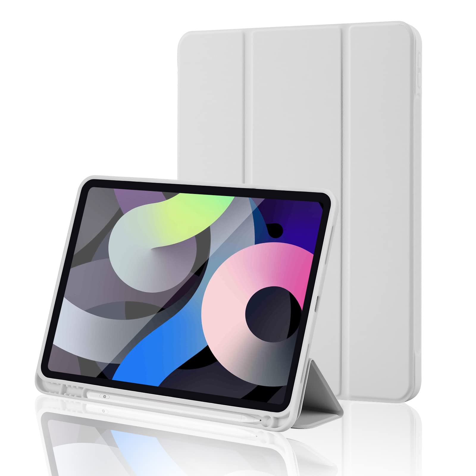 iPad (A16) 11th Generation Case 11 Inch 2025, iPad 10th Generation Case 2022 10.9 Inch with Pencil Holder, Soft TPU Back Slim Smart Protective Trifold Stand Cover, Auto Wake/Sleep, Gray